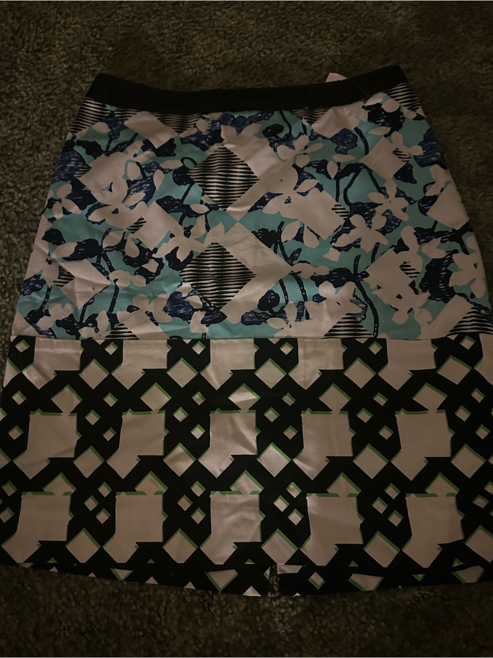 Peter Pilotto Blue, Black and White Geometric Pencil Skirt